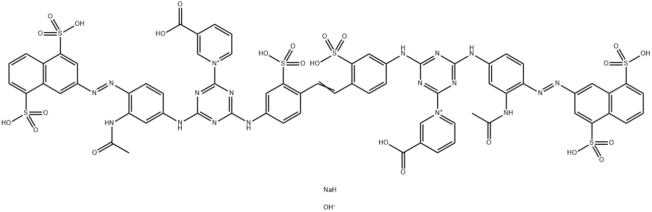 Pyridinium, 1,1'-[1,2-ethenediylbis[(3-sulfo-4,1-phenylene) imino [6-[[3-(acetylamino)-4-[(4,8-disulfo-2-naphthalenyl)azo]phenyl]amino]-1,3,5-triazine-4,2-diyl]]]bis[3-carboxy-, dihydroxide, hexasodium salt|1,1'-[1,2-亚乙基[(3-磺基-4,1-亚苯基)亚氨基[6-[[3-(乙酰氨基)-4-[(4,8-二磺基-2-萘基)偶氮]苯基]氨基]-1,3,5-三嗪-4,2-二基]]]二[3-羧基吡啶翁]二氢氧化六钠盐