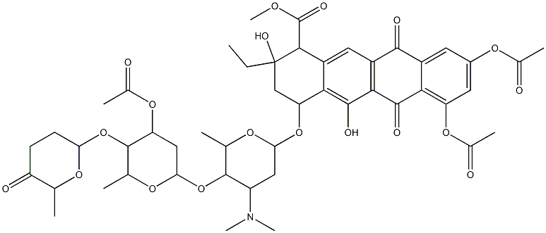 2,4,3'-Tri-O-acetyl-2-hydroxyaclacinomycin A 结构式