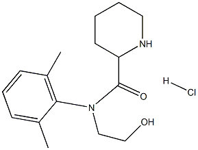 N-(2,6-ジメチルフェニル)-N-(2-ヒドロキシエチル)-2-ピペリジンカルボアミド・塩酸塩 化学構造式