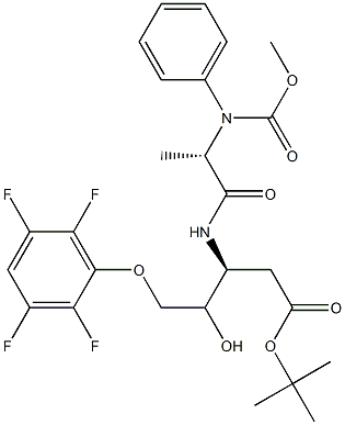 D-glycero-Pentonic acid, 2,3-dideoxy-3-[[(2S)-1-oxo-2-[[(phenylMethoxy)carbonyl]aMino]propyl]aMino]-5-O-(2,3,5,6-tetrafluorophenyl)-, 1,1-diMethylethyl ester, (4ξ)- (9CI) Structure