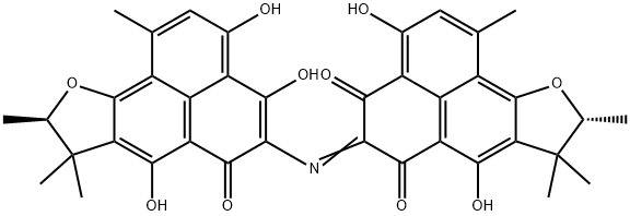 (9R)-5-[[(9R)-8,9-Dihydro-3,4,7-trihydroxy-1,8,8,9-tetramethyl-6-oxo-6H-phenaleno[1,2-b]furan-5-yl]imino]-8,9-dihydro-3,7-dihydroxy-1,8,8,9-tetramethyl-4H-phenaleno[1,2-b]furan-4,6(5H)-dione 结构式