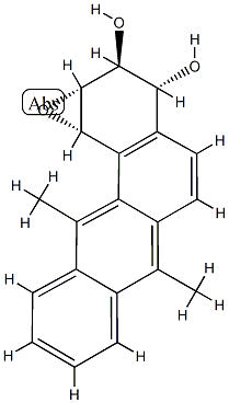 rel-1aα*,2,3,11cα*-テトラヒドロ-6,11-ジメチルベンゾ[6,7]フェナントロ[3,4-b]オキシレン-2α*,3β*-ジオール 化学構造式