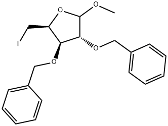 METHYL 2,3-DI-O-BENZYL-5-DEOXY-5-IODO-D-XYLOFURANOSIDE, 869476-25-5, 结构式