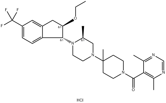 Methanone, (4,6-diMethyl-5-pyriMidinyl)[4-[(3S)-4-[(1R,2R)-2-ethoxy-2,3-dihydro-5-(trifluoroMethyl)-1H-inden-1-yl]-3-Methyl-1-piperazinyl]-4-Methyl-1-piperidinyl]-, (Hydrochloride) (1:2) Structure