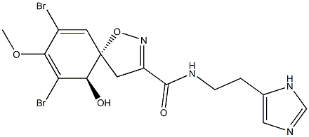 [5S,10β,(+)]-7,9-Dibromo-10-hydroxy-N-[2-(1H-imidazole-4-yl)ethyl]-8-methoxy-1-oxa-2-azaspiro[4.5]deca-2,6,8-triene-3-carboxamide 结构式