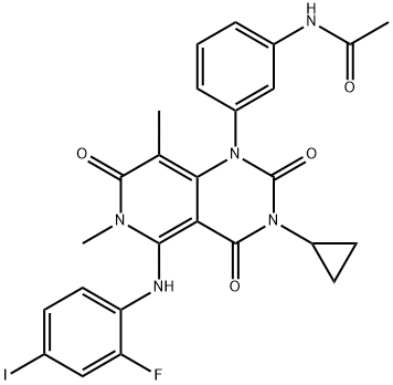 N-[3-[3-Cyclopropyl-5-[(2-fluoro-4-iodophenyl)amino]-3,4,6,7-tetrahydro-6,8-dimethyl-2,4,7-trioxopyrido[4,3-d]pyrimidin-1(2H)-yl]phenyl]acetamide Structure