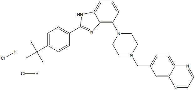 6-[[4-[2-[4-(1,1-Dimethylethyl)phenyl]-1H-benzimidazol-7-yl]-i-piperazinyl]methyl]-quinoxalinedihydrochloride,872002-73-8,结构式