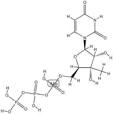 1-(3'-C-methyl-beta-D-ribofuranosyl)uracil 5'-triphosphate 化学構造式