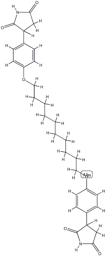 3-[4-[10-[4-(2,5-dioxopyrrolidin-3-yl)phenoxy]decoxy]phenyl]pyrrolidin e-2,5-dione Struktur