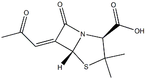 (2S,5β,6Z)-3,3-Dimethyl-7-oxo-6-(2-oxopropylidene)-4-thia-1-azabicyclo[3.2.0]heptane-2β-carboxylic acid,87539-14-8,结构式