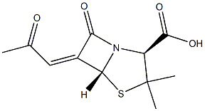 (2S,5β,6Z)-3,3-Dimethyl-7-oxo-6-(2-oxopropylidene)-4-thia-1-azabicyclo[3.2.0]heptane-2β-carboxylic acid 结构式