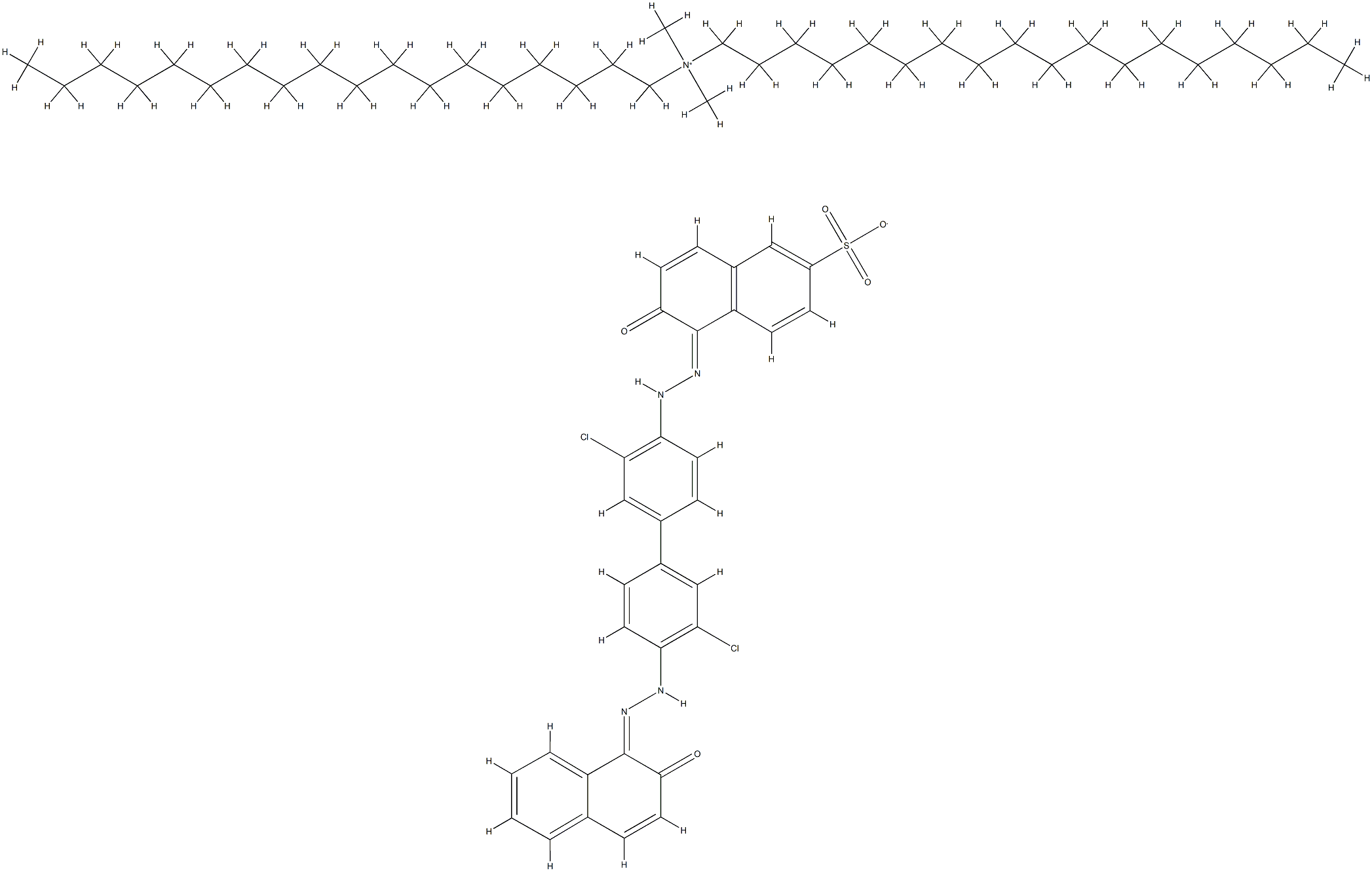 1-Octadecanaminium, N,N-dimethyl-N-octadecyl-, salt with 5-[[3,3'-dichloro-4'-[(2- hydroxy-1-naphthalenyl)azo][1,1'-biphenyl]-4-yl]azo ]-6-hydroxy-2-naphthalenesulfonic acid (1:1)|