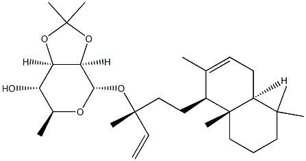 (13R)-13-[(2-O,3-O-Isopropylidene-6-deoxyα-L-mannopyranosyl)oxy]labda-7,14-diene Struktur