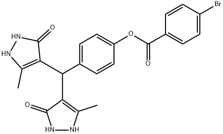 4-[bis(5-hydroxy-3-methyl-1H-pyrazol-4-yl)methyl]phenyl 4-bromobenzoate Struktur