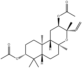 (6aβ,10bβ)-3α-エテニル-3,4aα,7,7,10aα-ペンタメチルドデカヒドロ-1H-ナフト[2,1-b]ピラン-2β,8α-ジオールジアセタート 化学構造式