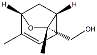 (1S,5S)-4,7-ジメチル-6-オキサビシクロ[3.2.1]オクタ-3-エン-7β-メタノール 化学構造式