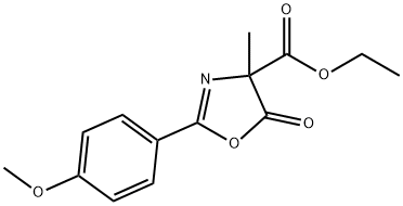 4-Oxazolecarboxylic  acid,  4,5-dihydro-2-(4-methoxyphenyl)-4-methyl-5-oxo-,  ethyl  ester 结构式