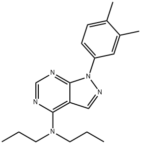 1-(3,4-ジメチルフェニル)-N,N-ジプロピル-1H-ピラゾロ[3,4-d]ピリミジン-4-アミン 化学構造式