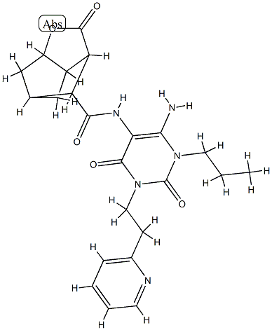 3,5-Methano-2H-cyclopenta[b]furan-7-carboxamide,  N-[6-amino-1,2,3,4-tetrahydro-2,4-dioxo-1-propyl-3-[2-(2-pyridinyl)ethyl]-5-pyrimidinyl]hexahydro-2- Structure