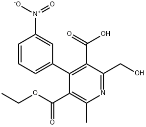 5-(Ethoxycarbonyl)-2-(hydroxyMethyl-6-Methyl-4-(3-nitrophenyl)nicotinic Acid, 89267-43-6, 结构式