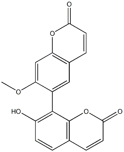 7'-ヒドロキシ-7-メトキシ-6,8'-ビ[2H-1-ベンゾピラン]-2,2'-ジオン 化学構造式