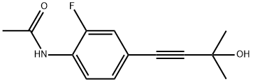 N-(2-フルオロ-4-(3-ヒドロキシ-3-メチルブト-1-イン-1-イル)フェニル)アセトアミド 化学構造式