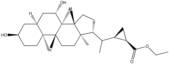3,7-dihydroxy-22,23-methylenecholan-24-oic acid 化学構造式