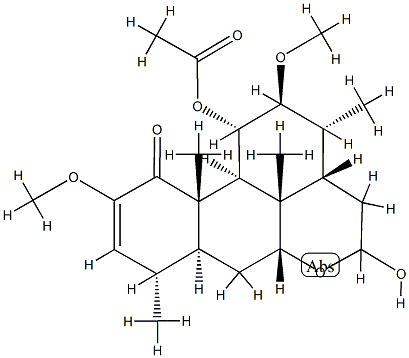 11α-(アセチルオキシ)-16-ヒドロキシ-2,12β-ジメトキシピクラサ-2-エン-1-オン 化学構造式