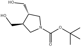 (3S,4S)-1-N-叔丁氧羰基-3,4-二羟甲基吡咯烷 结构式