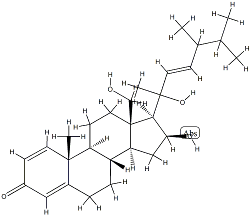 (20ξ,22E,24ξ)-16β,18,20-Trihydroxy-1,4,22-ergostatrien-3-one,89837-95-6,结构式