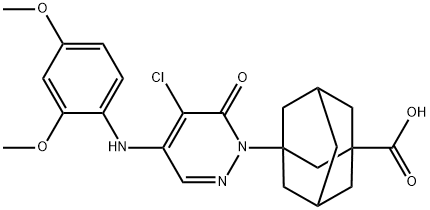 Tricyclo[3.3.1.13,7]decane-1-carboxylic acid, 3-[5-chloro-4-[(2,4-dimethoxyphenyl)amino]-6-oxo-1(6H)-pyridazinyl]- 结构式