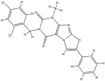 2-[(2,4-dichlorophenyl)methyl]-4-methyl-7-phenylpurino[8,7-b][1,3]oxazole-1,3-dione Structure