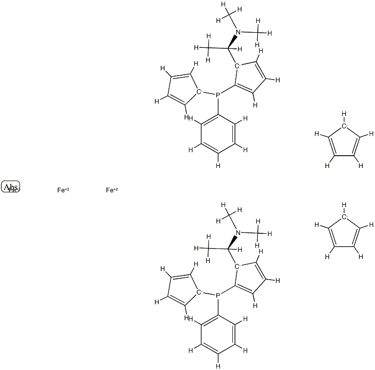 1,1′-Bis{(S)-{(SP)-2-[(R)-1-(diMethylaMino)ethyl]ferrocenyl}phenylphosphino}ferrocene 化学構造式
