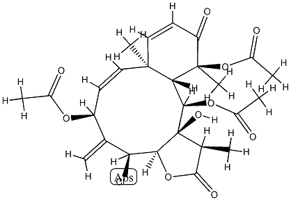 (1R,7E)-1β,8aα,12α-Trimethyl-4β-chloro-5-methylene-6β,12,13β-triacetoxy-13aβ-hydroxy-1,2,3aα,4,5,6,8a,11,12,12aβ,13,13a-dodecahydrobenzo[4,5]cyclodeca[1,2-b]furan-2,11-dione Structure