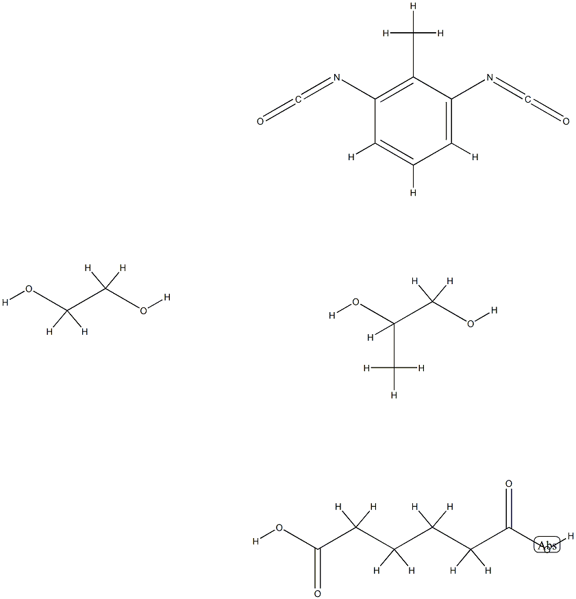 己二酸、1,3-二异氰酸根合甲苯、1,2-乙二醇和1,2-丙二醇的聚合物, 9063-78-9, 结构式