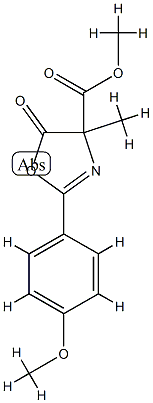 4-Oxazolecarboxylic  acid,  4,5-dihydro-2-(4-methoxyphenyl)-4-methyl-5-oxo-,  methyl  ester Struktur