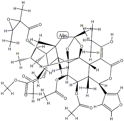 11α,12α-Bis(acetyloxy)-15-[(Z)-2-methyl-1-hydroxypropylidene]phragmalin 30-acetate 3-(2,3-dimethyloxiranecarboxylate) Structure
