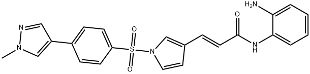 (2E)-N-(2-氨基苯基)-3-[1-[[4-(1-甲基-1H-吡唑-4-基)苯基]磺酰基]-1H-吡咯-3-基]-2-丙烯酰胺, 910462-43-0, 结构式