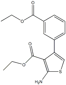 Ethyl-2-amino-4-(3-ethoxycarbonylphenyl)thiophene-3-carboxylate 化学構造式