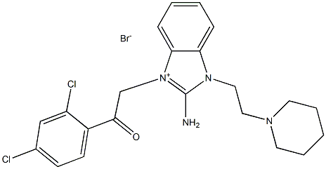 1H-Benzimidazolium,  2-amino-3-[2-(2,4-dichlorophenyl)-2-oxoethyl]-1-[2-(1-piperidinyl)ethyl]-,  bromide  (1:1) 结构式