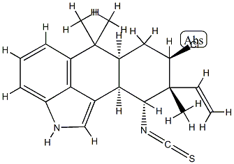 [6aS,(-)]-8β-Chloro-9α-ethenyl-2,6,6aα,7,8,9,10,10aα-octahydro-10α-isothiocyanato-6,6,9-trimethylnaphtho[1,2,3-cd]indole,92219-96-0,结构式