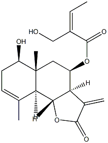 (Z)-2-(Hydroxymethyl)-2-butenoic acid (3aR)-2,3,3aβ,4,5,5a,6,7,9aβ,9bα-decahydro-6α-hydroxy-5aα,9-dimethyl-3-methylene-2-oxonaphtho[1,2-b]furan-4α-yl ester Structure