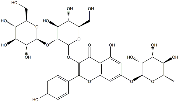 山柰酚-3-槐二糖-7-鼠李糖苷 结构式