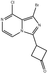 3-(1-ブロモ-8-クロロイミダゾ[1,5-A]ピラジン-3-イル)シクロブタノン 化学構造式