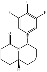 (4R,9aS)-4-(3,4,5-trifluorophenyl)hexahydropyrido[2,1-c][1,4]oxazin-6(1H)-one 化学構造式