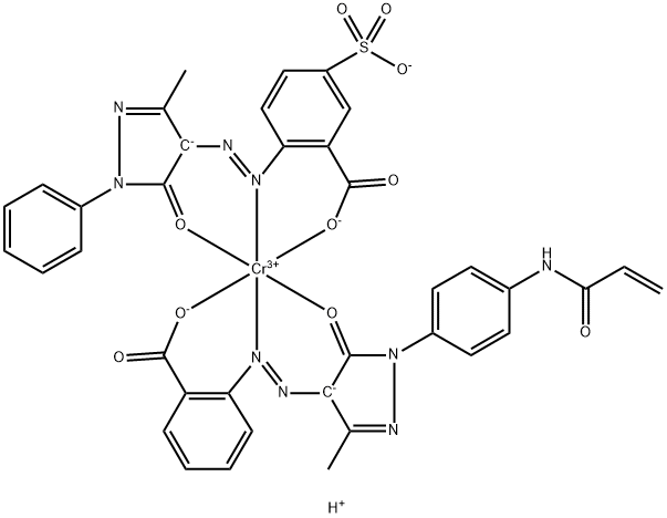 Chromate(2-), [2-[[4,5-dihydro-3-methyl-5-oxo-1-[4-[(1-oxo-2-propenyl)amino]phenyl]-1H-pyrazol-4-yl]azo]benzoato(2-)][2-[(4,5-dihydro-3-methyl-5-oxo-1-phenyl-1H-pyrazol-4-yl)azo]-5-sulfobenzoato(3-)]-, dihydrogen Structure