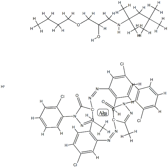 Cobaltate(1-), bis[4-[(5-chloro-2-hydroxyphenyl)azo]-2-(2-chlorophenyl)-2,4-dihydro-5-methyl-3H-pyrazol-3-onato(2-)]-, hydrogen, compd. with 1-butoxy-3-[(1,1,3,3-tetramethylbutyl)amino]-2-propanol (1:1) Structure