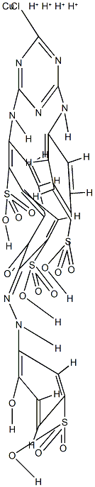 tetrahydrogen [2-[[4-chloro-6-(4-sulphoanilino)-1,3,5-triazin-2-yl]amino]-5-hydroxy-6-[(2-hydroxy-5-sulphophenyl)azo]naphthalene-1,7-disulphonato(6-)]cuprate(4-) 结构式