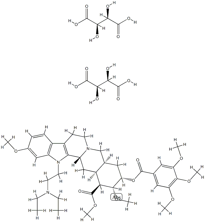 Yohimban-16-carboxylic acid, 1-[2-(diethylamino)ethyl]-11,17-dimethoxy-18-[(3,4,5-trimethoxybenzoyl)oxy]-, methyl ester, (3beta,16beta,17alpha,18alpha,20alpha)-, [R-(R*,R*)]-2,3-dihydroxybutanedioate (1:2) Structure