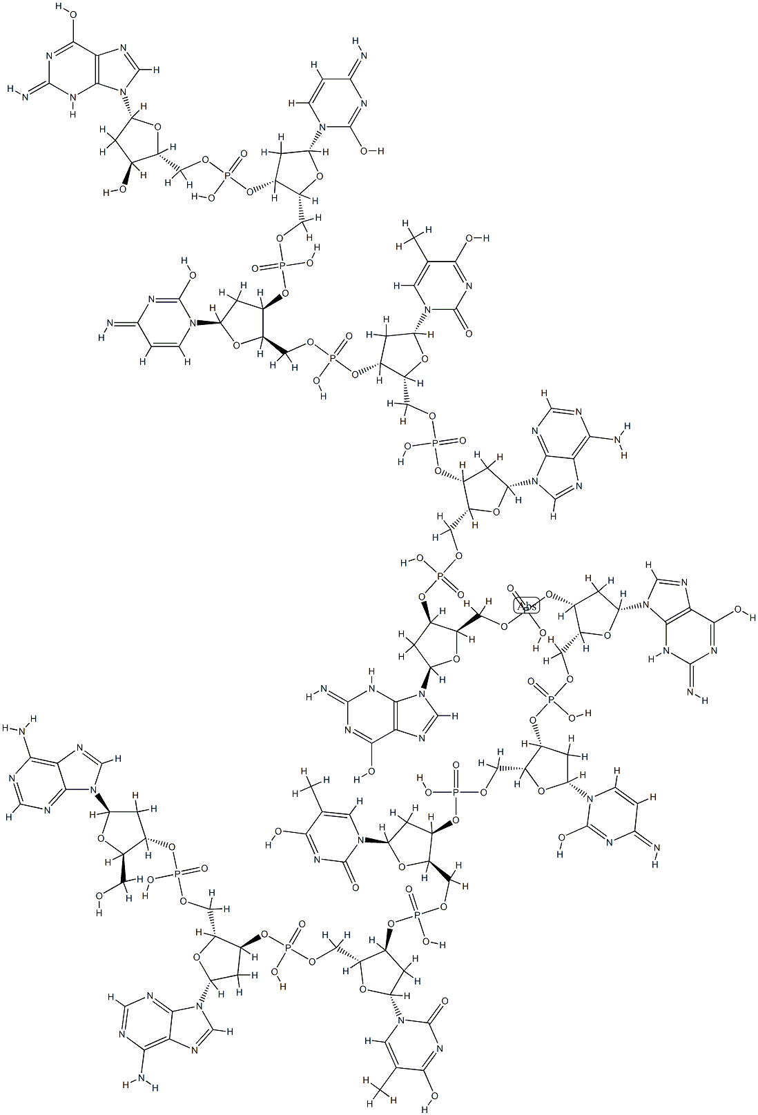 Guanosine, 2'-deoxyadenylyl-(3'->5')-2'-deoxyadenylyl-(3'->5')-thymidylyl-(3'->5')-thymidylyl-(3'->5')-2'-deoxycytidylyl-(3'->5')-2'-deoxyguanylyl-(3'->5')-2'-deoxyguanylyl-(3'->5')-2'-deoxyadenylyl-(3'->5')-thymidylyl-(3'->5')-2'-deoxycyti 结构式